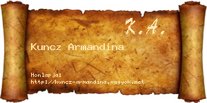 Kuncz Armandina névjegykártya